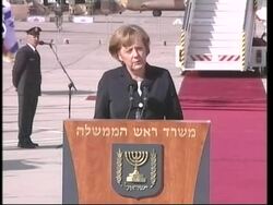 WRAP Merkel arrives, meets Olmert ADDS visit to kibbutz where Ben-Gurion lived News Clip