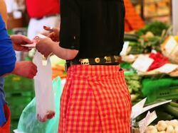 MS Sell of fruits and vegetables on open market Stock Footage