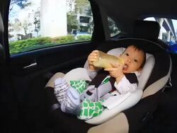 HD:Portrait of little baby in safety carseat. Stock Footage