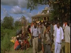 MS crowds at Hindu Temple, Bandhavgarh National Park, India Stock Footage