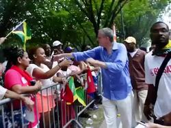 Bill de Blasio during Labor Day Parade Stock Footage