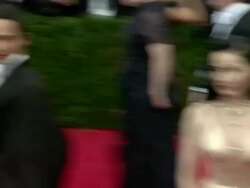 Karen Elson, Zac Posen, Dita Von Teese at 'Charles James: Beyond Fashion' Costume Institute Gala - Arrivals Stock Footage