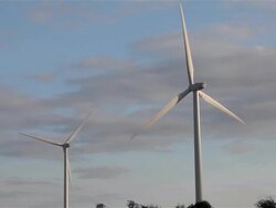 ELECTRICITY GENERATING WIND TURBINES Stock Footage