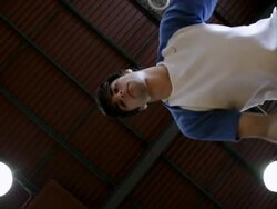 MS  young man practicing his dribbling of basketball inside  gymnasium / Minneapolis, Minnesota, United States  Stock Footage