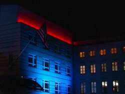 American Flag - atmospherically illuminated Stock Footage