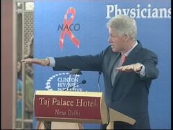 WRAP Bill Clinton meets Sonia Gandhi, visits AIDS clinic News Clip