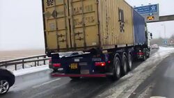 Traffic queuing in snow on A1 near York News Clip