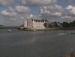 MS View of channel / Ostend, Flanders, Belgium Stock Footage