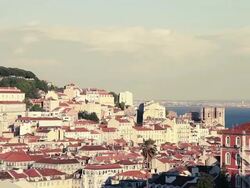 Lisbon, panoramic view at twilight Stock Footage
