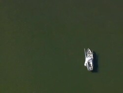 MS AERIAL ZI Shot of sailboat at Seabrook Island / South Carolina, United States Stock Footage