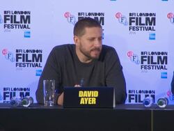 INTERVIEW - David Ayer on the set design, creating a scaled model of the tank. Brad Pitt on working in the tank at 'Fury' Press Conference Stock Footage