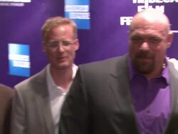 Hugo Girard (C), Frank Zane and Carl Lewis at the 2011 Tribeca Film Festival - Shorts Program: One For All  Stock Footage