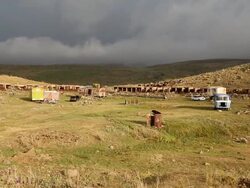 Mount Aragats, view of a village of shepherds Stock Footage