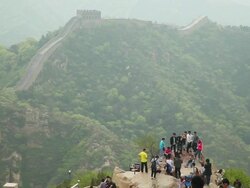 WS HA Shot of View of Tourists on Great Wall at Badaling / Beijing, China Stock Footage