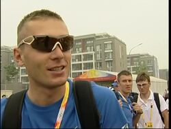 WRAP First day of competition; vox pops ADDS queues for beach volleyball News Clip