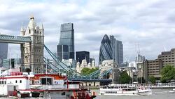 London Skyline with Tower Bridge Stock Footage
