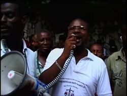 Demonstrators protest the slaying of Haitian; UN peacekeepers News Clip