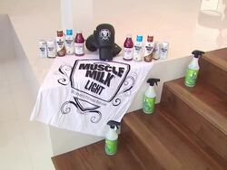 ATMOSPHERE: Signage at the Muscle Milk Women's Fitness Retreat at Beverly Hills CA. (Footage by WireImage Video/GettyImages) Stock Footage