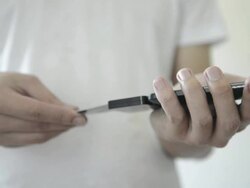 CNGLRET1047 People making mobile payment Stock Footage