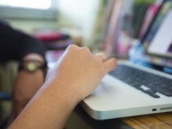 Woman using laptop Stock Footage
