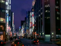 WA traffic on Ginza 4 chome at night, Tokyo, Japan Stock Footage