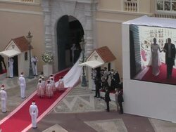 Princess Charlene of Monaco and Michael Kenneth Wittstock at the Monaco Royal Wedding: Religious Ceremony Arrivals at Monaco . (Footage by WireImage Video/Getty Images Entertainment Video) Stock Footage
