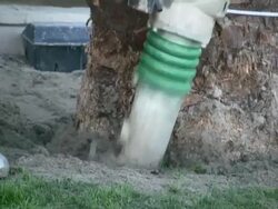 Construction: Soil, Dirt Pounder, Compressor, Compactor Stops Stock Footage