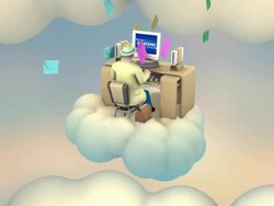 Businessman Emailing sitting at his Desk on a Cloud (Loop) Stock Footage