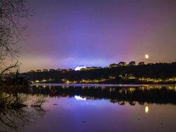 HD Time Lapse: Moon and Lake Stock Footage