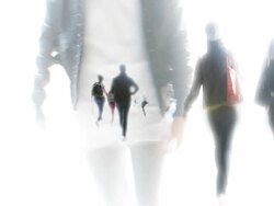 PEOPLE WALKING SLOWLY NEAR TATE MODERN, LONDON (seamless loopable) Stock Footage