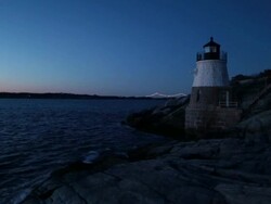 Castle Hill Lighthouse (RI) night Stock Footage
