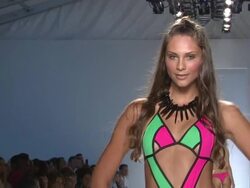 Models walk the runway at Aguaclara, Aquarella, Mia Marcelle, Sauvage, Toxic Sadie Swimwear - Mercedes-Benz Fashion Week Swim 2015 Stock Footage