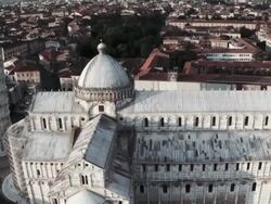 Aerial View of Cathedral and Leaning Tower of Pisa Stock Footage