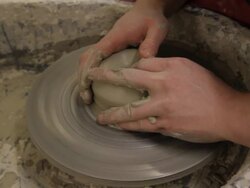 Clay pot being made by a potter Stock Footage