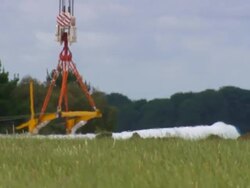 MS Shot of Blade gets lifted by crane / Macarthur, Victoria, Australia Stock Footage