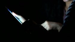 Close-up surfing internet at night Stock Footage