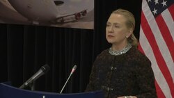 US Secretary of State Hillary Clinton news conference after NATO meeting News Clip