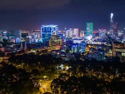 WS T/L View of Ho Chi Minh City downtown at night / Ho Chi Minh City, Southeastern, Vietnam Stock Footage