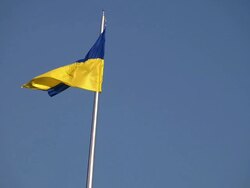 CU Ukrainian national flag Stock Footage