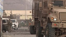 Aftermath of suicide bomb attack on NATO convoy that killed a civilian News Clip