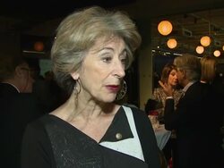 INTERVIEW - Maureen Lipman on Ed Miliband and anti-semitism at JFF Opening Night The Art Dealer on 6th November 2014 in London, England. Stock Footage