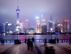Shanghai Skyline at Night Stock Footage