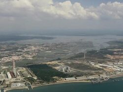 AERIAL WS Lisnave shipyard / Lisnave, Setubal, Portugal Stock Footage