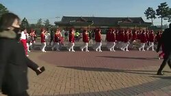 CLEAN : Olympics: North Korean cheerleaders perform at historical house News Clip