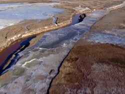 WS AERIAL PAN View of dead sea salt formations / Sourn Judea Desert, Israel   Stock Footage