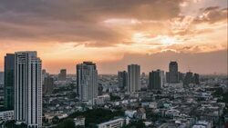 Cityscape in sunset Stock Footage