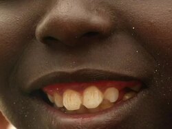 Result of boy's teeth ritual Stock Footage