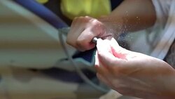 Repair of dentures Stock Footage