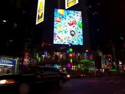  MS Publicity panel at night / New York, United States Stock Footage