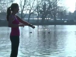 Liliana's Stretch 3 - Wide Shot Stock Footage